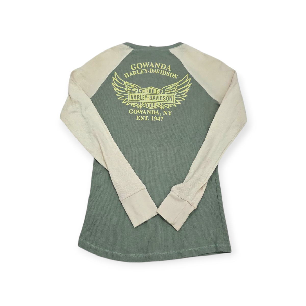 Playera Manga Larga Harley Davidson Chico S Verde Con Beige