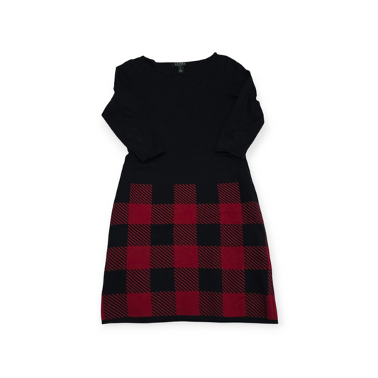 Vestido Ralph Lauren Mediana M Negro Con Rojo Manga Larga