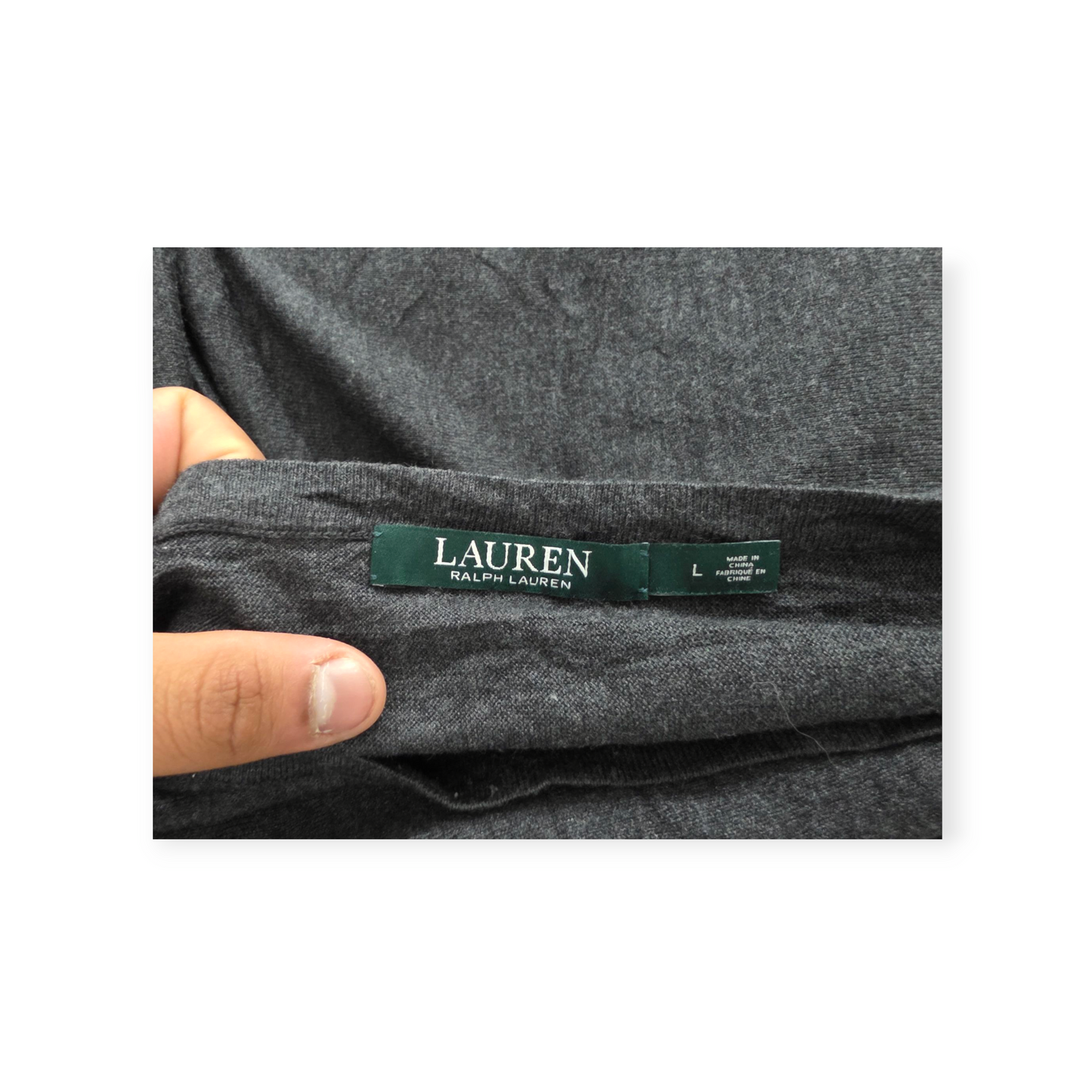 Blusa Ralph Lauren Grande L Gris Oscuro Manga Larga