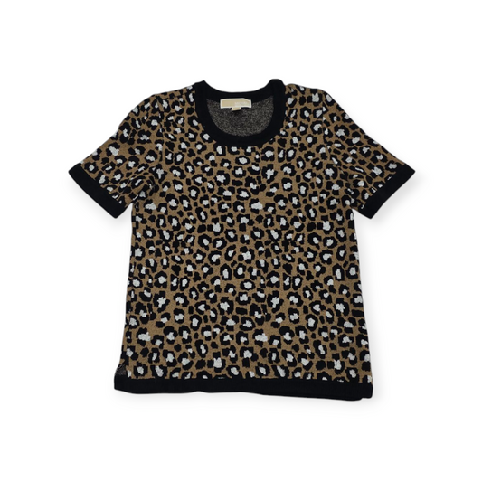 Blusa Michael Kors Mediana M Animal Print Cafe Con Negro