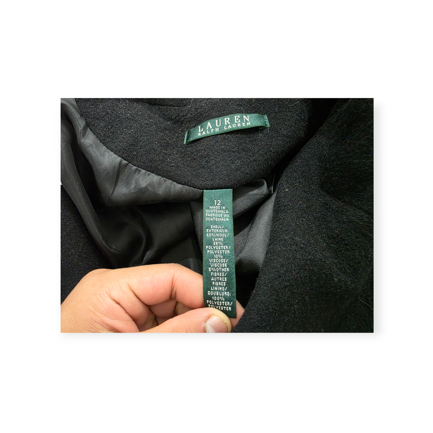 Abrigo Ralph Lauren Grande L Color Negro