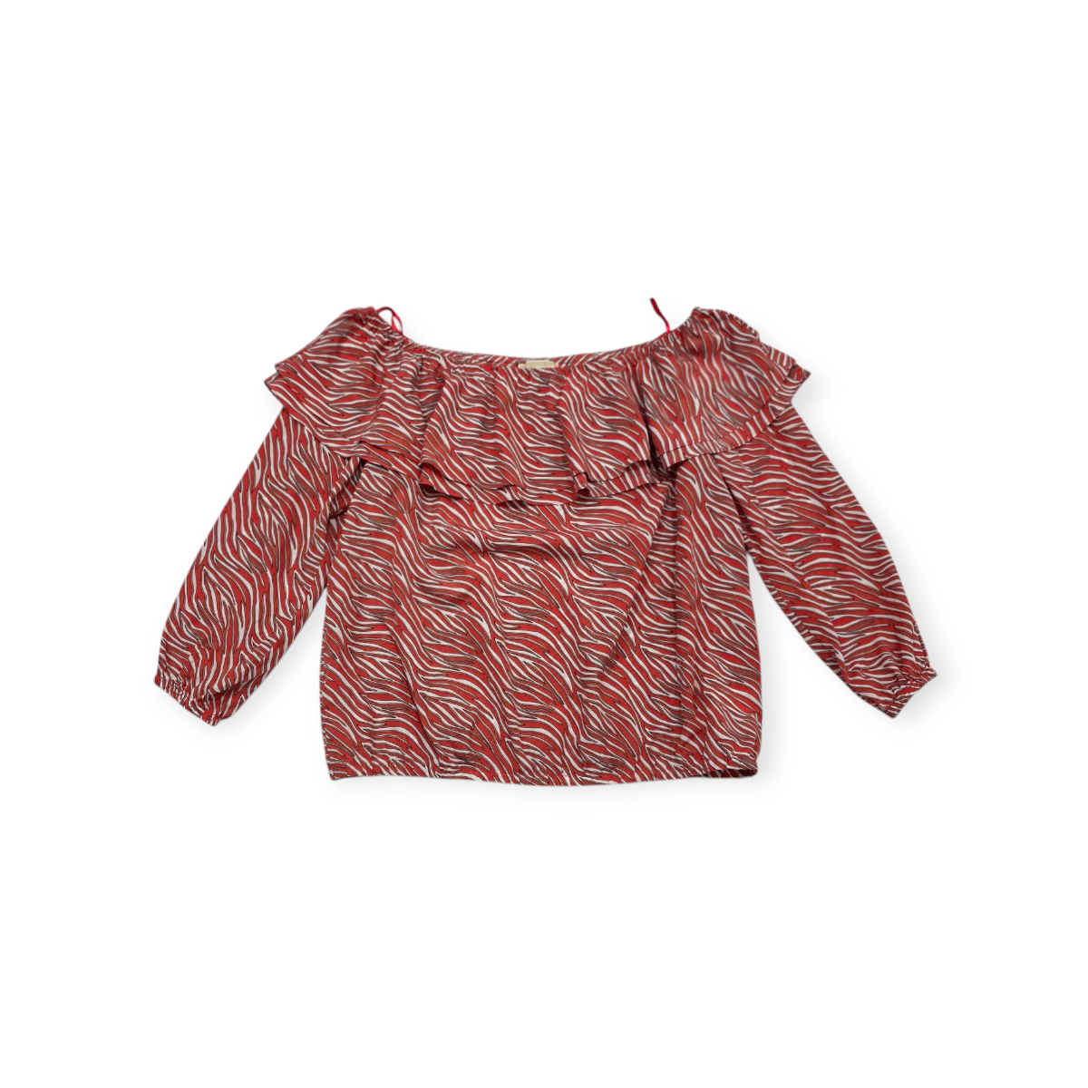 Blusa Michael Kors Talla 1x Coral Con Lineas Blancas