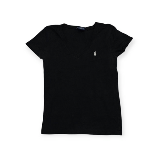 Playera Ralph Lauren Chico S Negra Pony Blanco