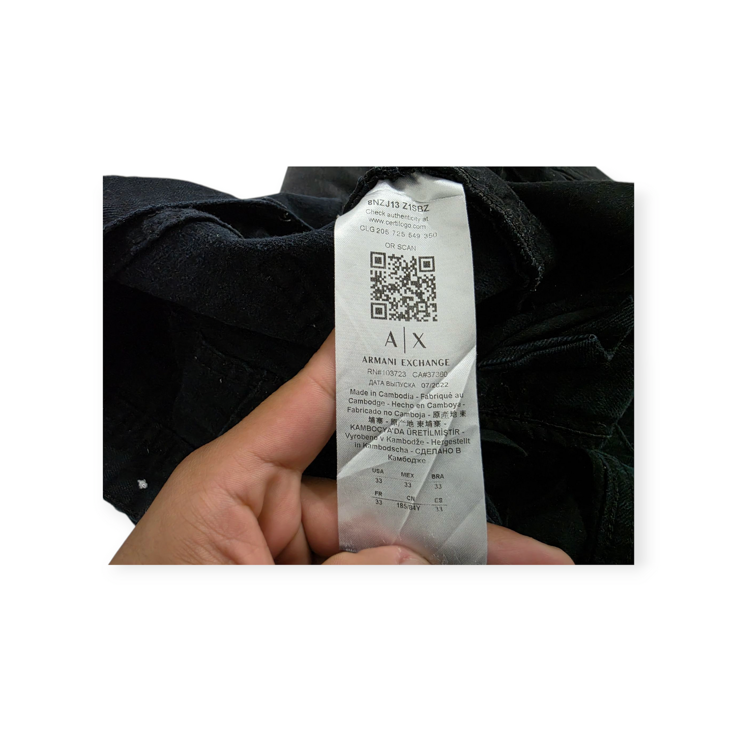 Pantalon Armani Exchange Talla 33 Negro
