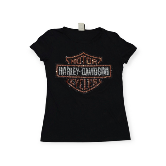 Playera Harley Davidson Mediana M Negra Con Brillos