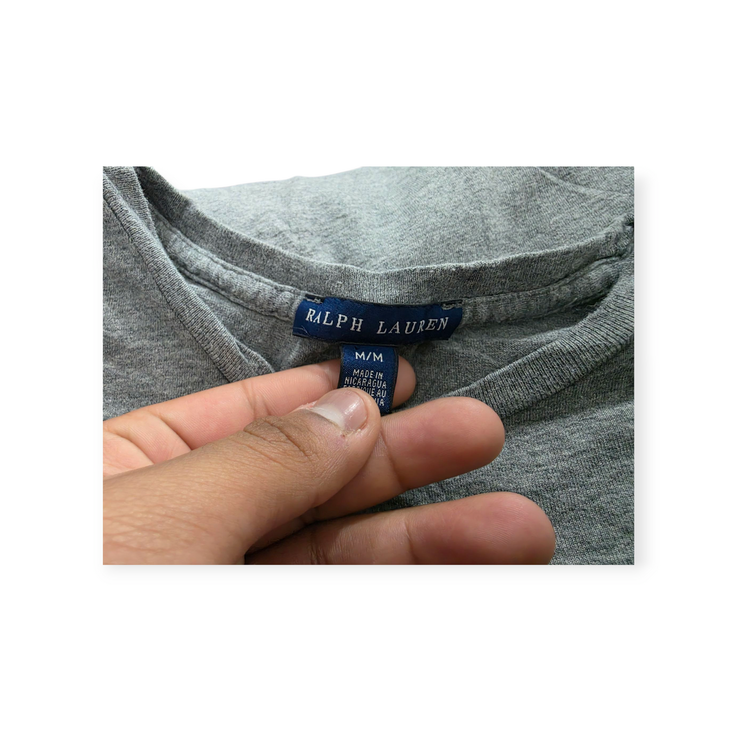Playera Ralph Lauren Mediana M Color Gris Pony Rojo