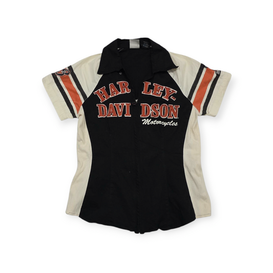 Blusa Harley Davidson Grande L Negra Con Beige