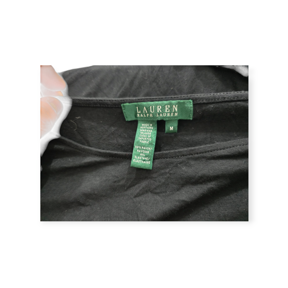 Blusa Mujer Ralph Lauren Negra Manga 3/4 Mediana M