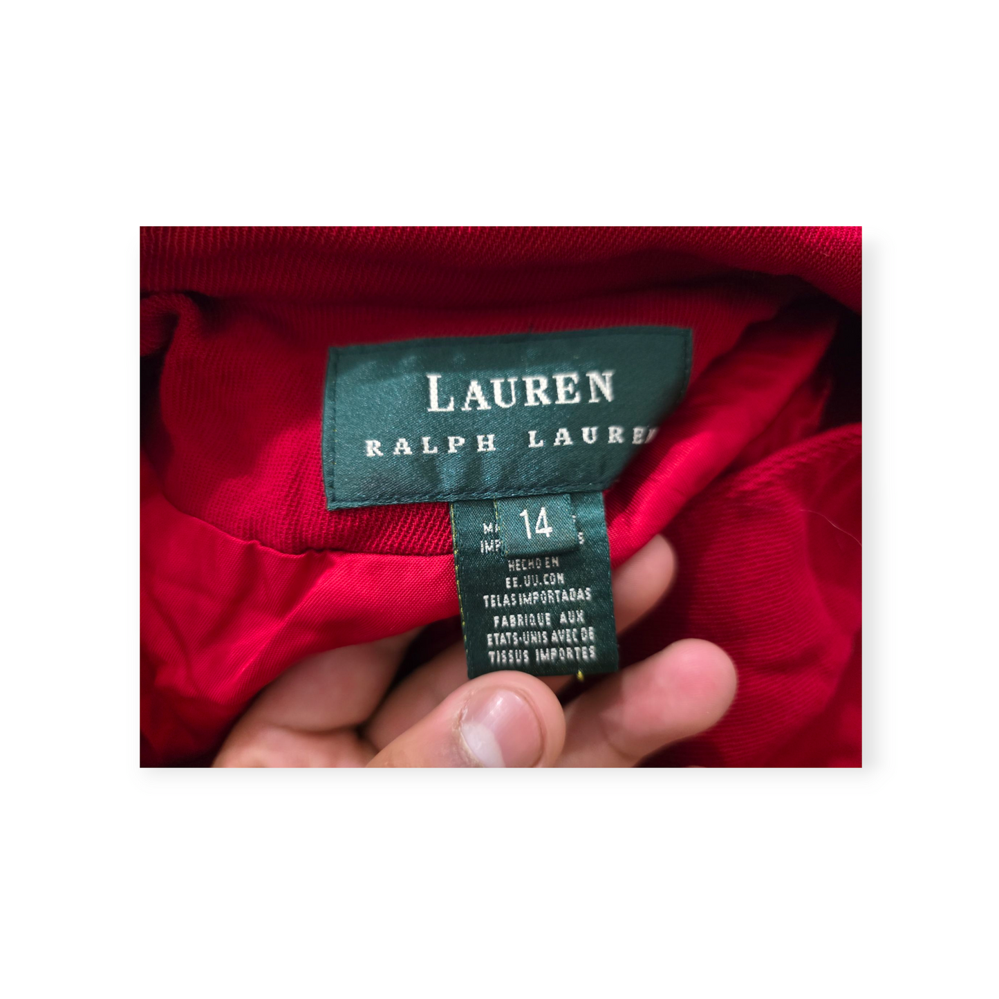 Blazer Mujer Ralph Lauren Talla 14 Rojo Con Dorado