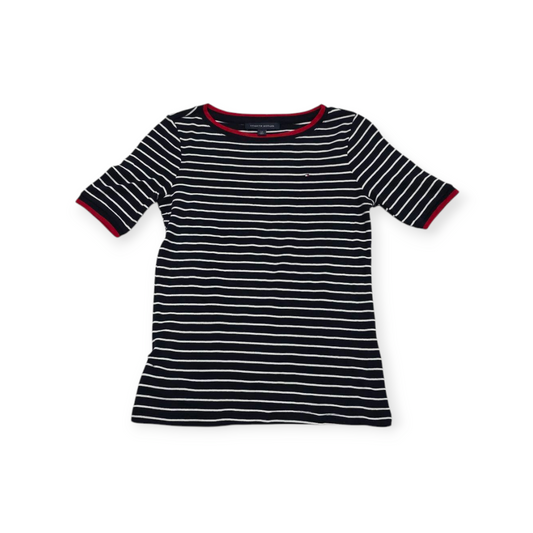 Playera Tommy Hilfiger Chico S Azul Rayada Con Blanco