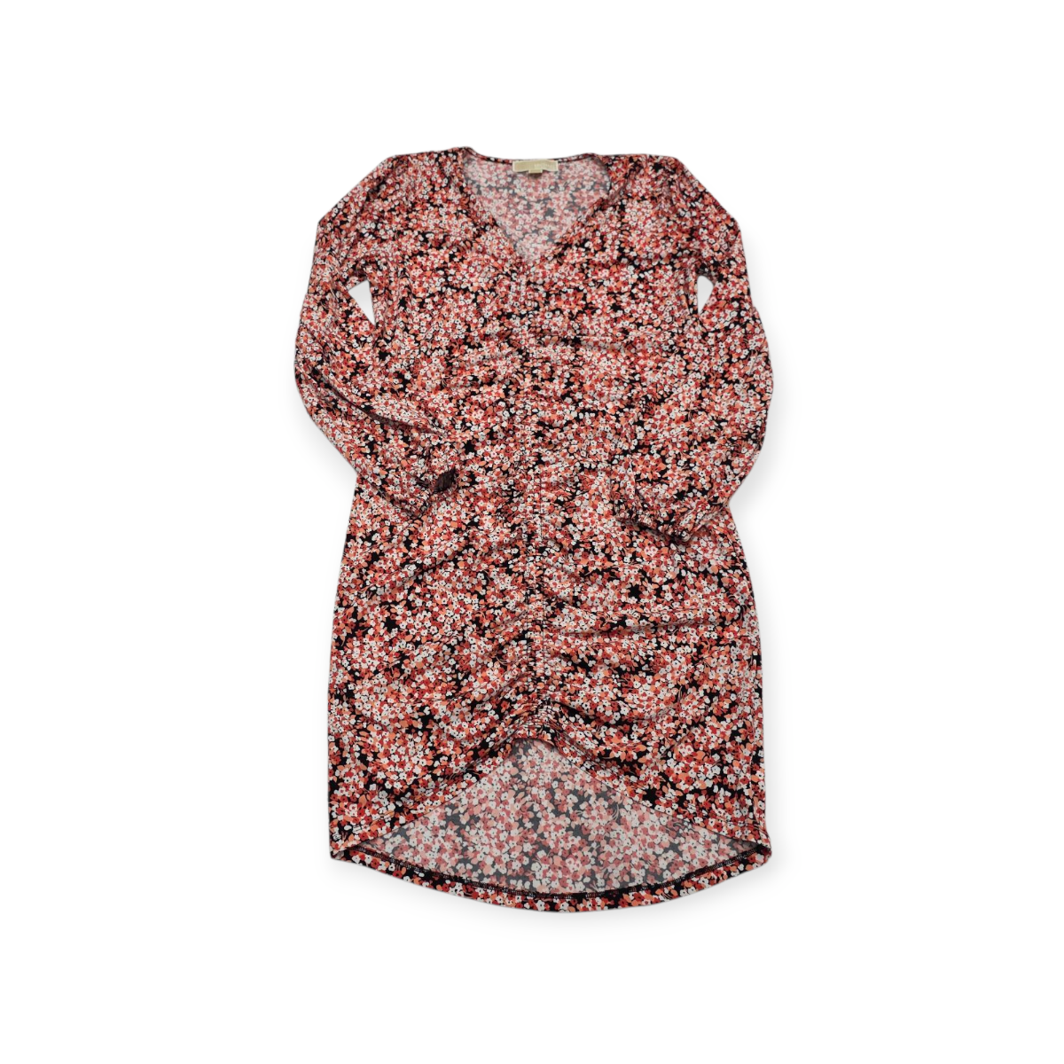 Vestido Michael Kors Grande L Floreada Coral Manga Larga