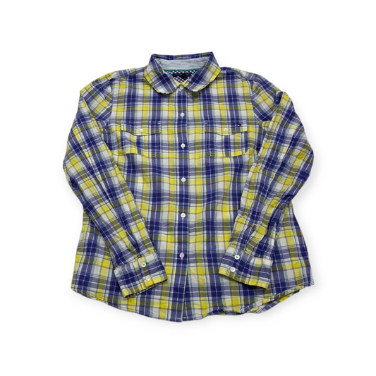 Camisa Tommy Hilfiger Grande L Amarillo C/ Azul Cuadricul