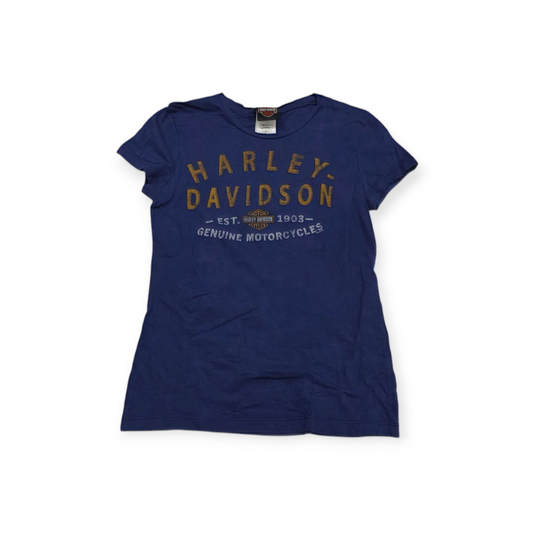 Playera Mujer Harley Davidson Talla 8 Azul Manga Corta