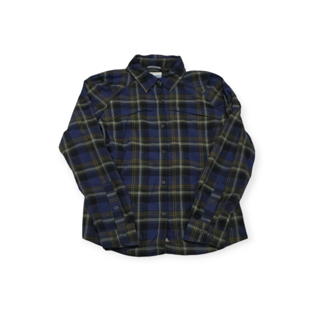 Camisa Columbia Sunprotection Mediana M Cuadros Azul C/verde