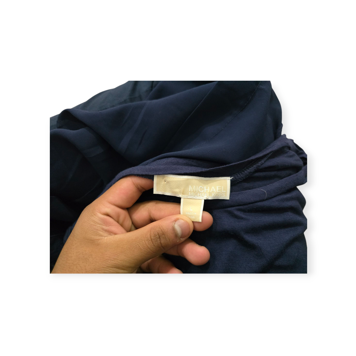 Blusa Michael Kors Azul Grande L Profundo Sin Mangas