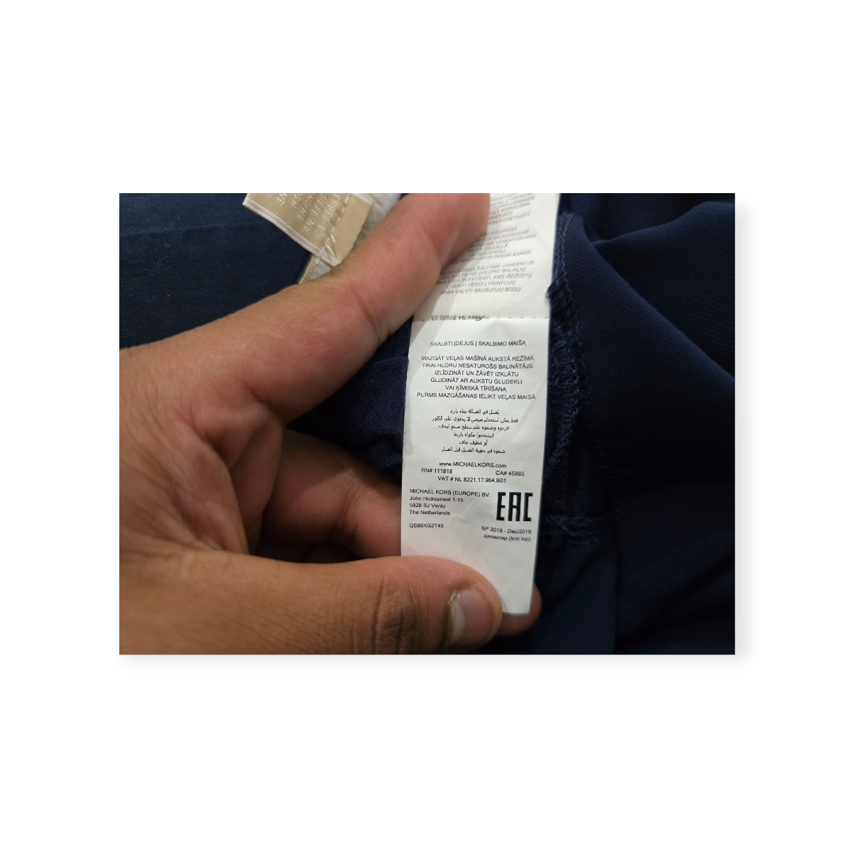 Blusa Michael Kors Azul Grande L Profundo Sin Mangas