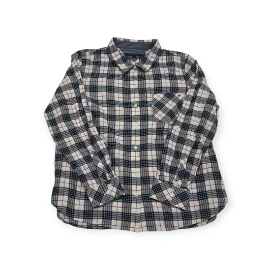 Camisa Tommy Hilfiger Xgrande Xl Cuadrada Gris Con Blanco