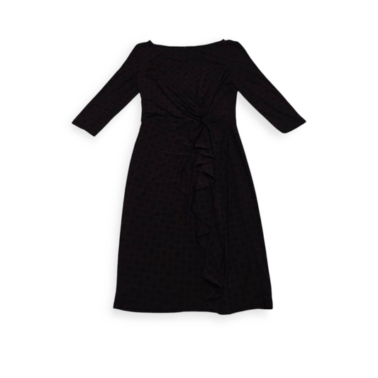 Vestido Ralph Lauren Talla 4 Negro Manga 3/4 C/ Figuras Vino