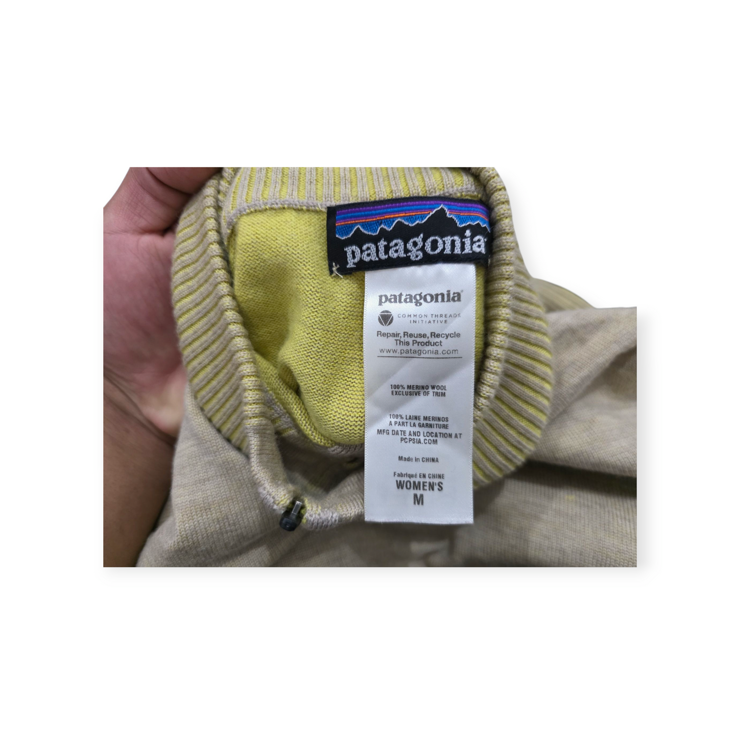 Sueter Mujer Patagonia Mediana M Cafe Claro Cuello Alto