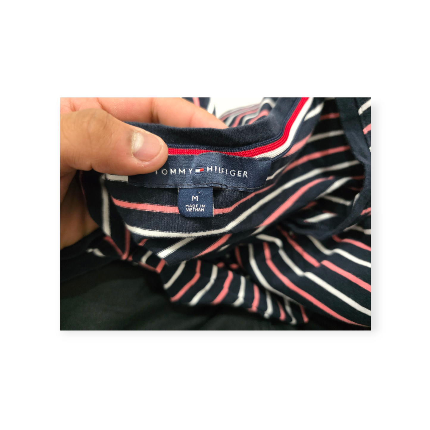 Vestido Tommy Hilfiger Mediana M S/mangas Con Lineas Rosas