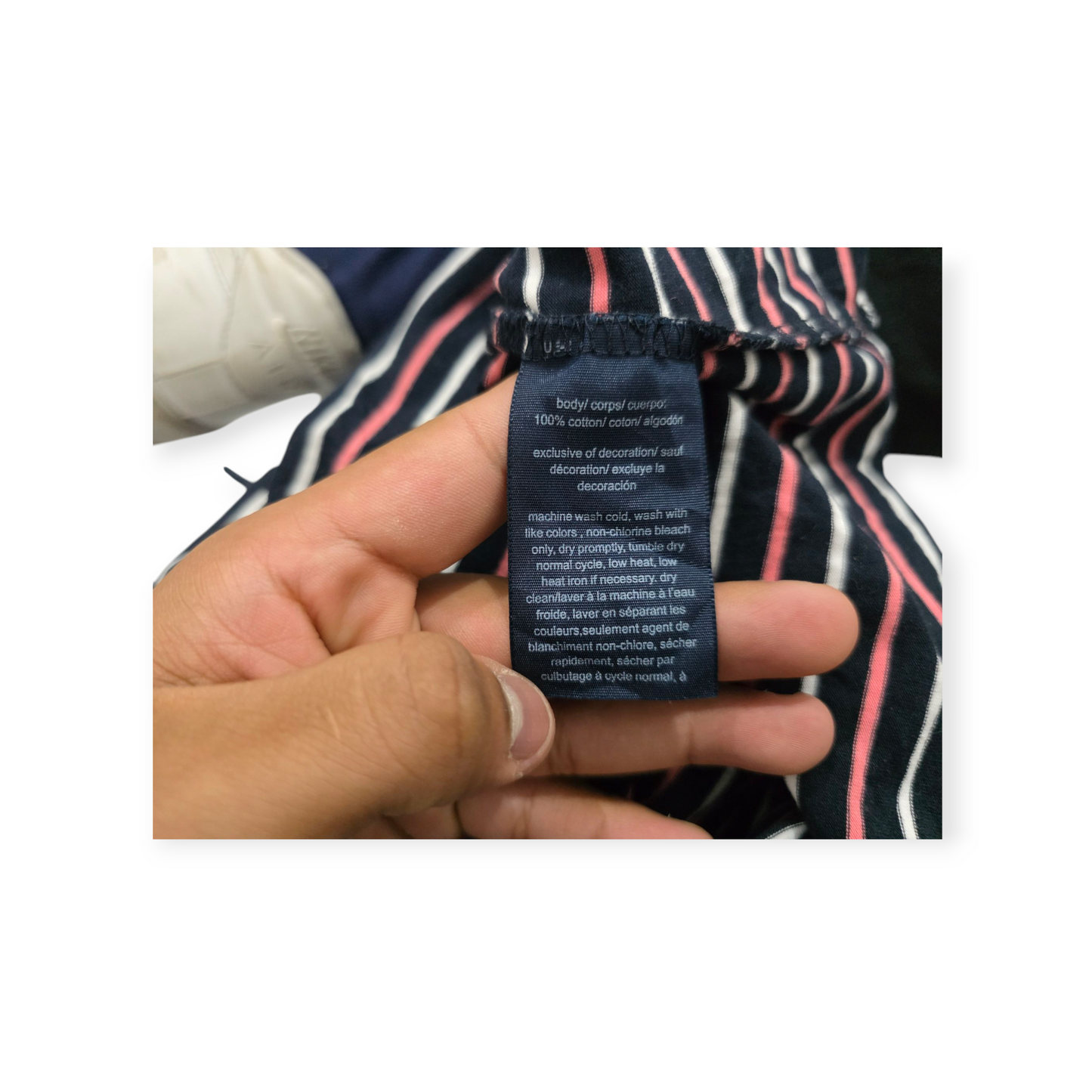 Vestido Tommy Hilfiger Mediana M S/mangas Con Lineas Rosas