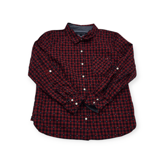 Camisa Tommy Hilfiger Roja C/cuadros Azules Manga Ajustable