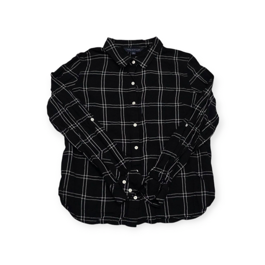 Camisa Tommy Hilfiger Grande L Negro Con Cuadros Blancos