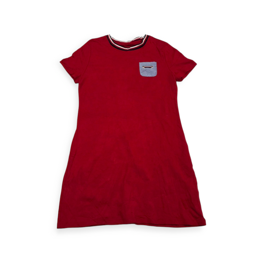 Vestido Tommy Hilfiger Grande Rojo Manga Corta Cuello Redond