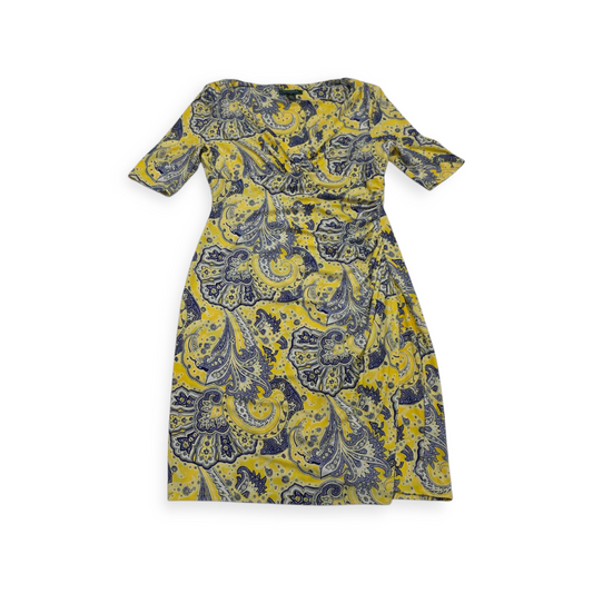 Vestido Ralph Lauren Talla 12 Amarillo Con Azul Manga Corta