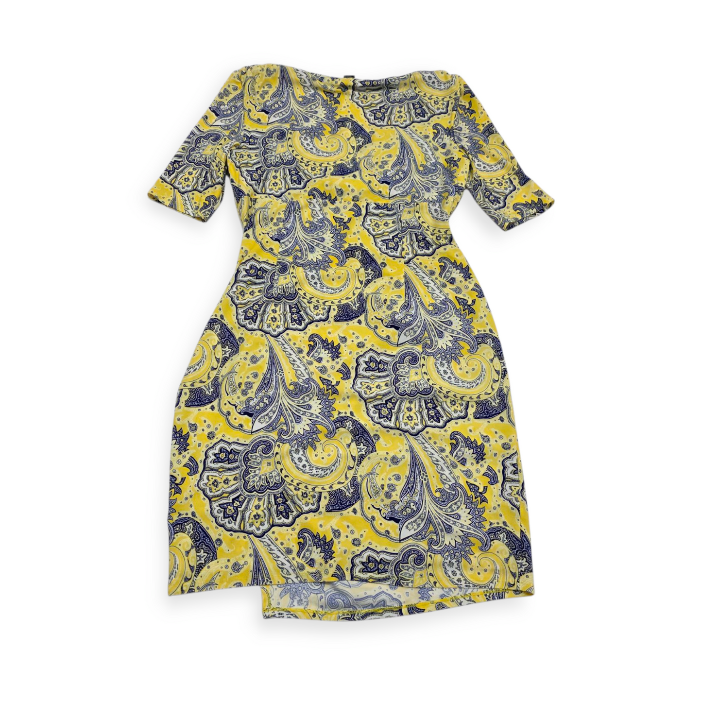 Vestido Ralph Lauren Talla 12 Amarillo Con Azul Manga Corta