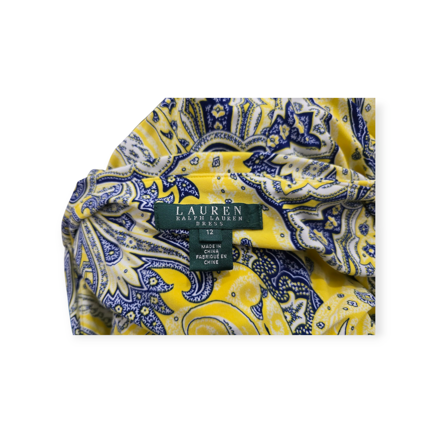 Vestido Ralph Lauren Talla 12 Amarillo Con Azul Manga Corta