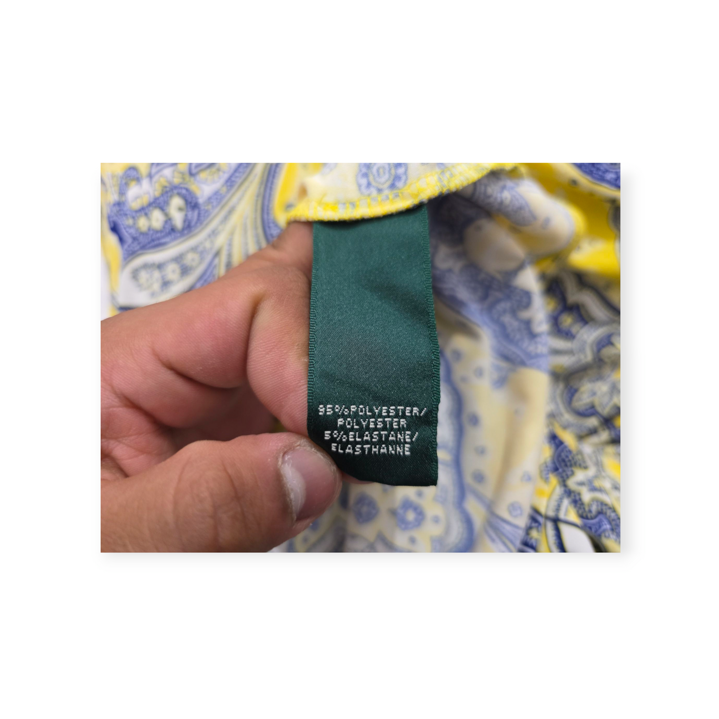 Vestido Ralph Lauren Talla 12 Amarillo Con Azul Manga Corta