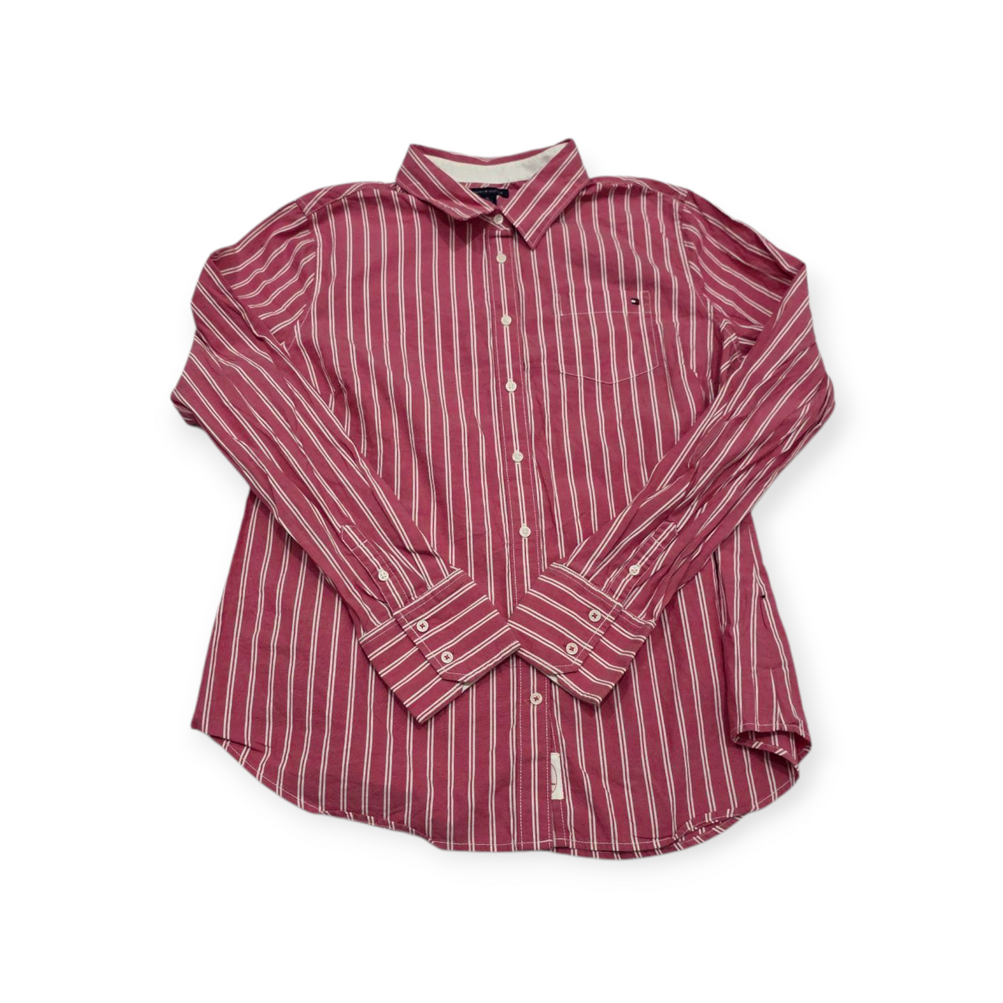 Camisa Tommy Hilfiger Xgrande Xl Rosa Oscuro Rayada