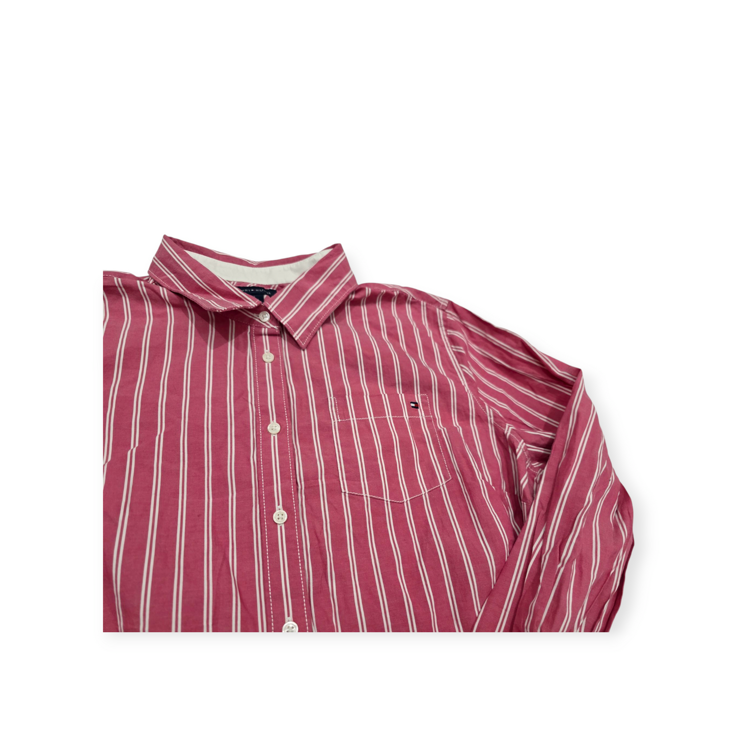 Camisa Tommy Hilfiger Xgrande Xl Rosa Oscuro Rayada