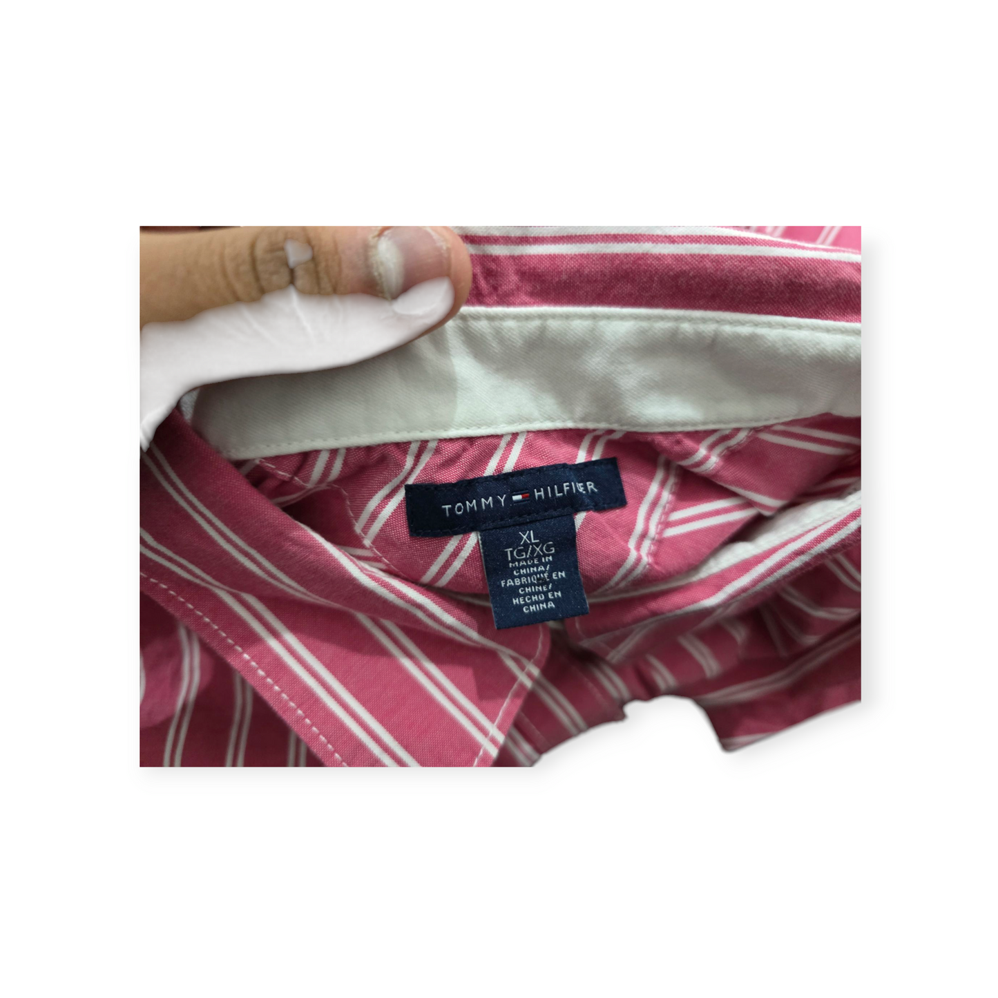Camisa Tommy Hilfiger Xgrande Xl Rosa Oscuro Rayada