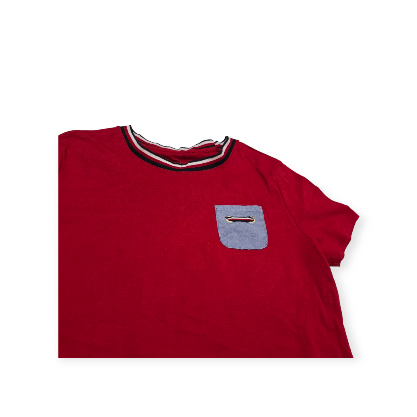 Vestido Tommy Hilfiger Grande Rojo Manga Corta Cuello Redond