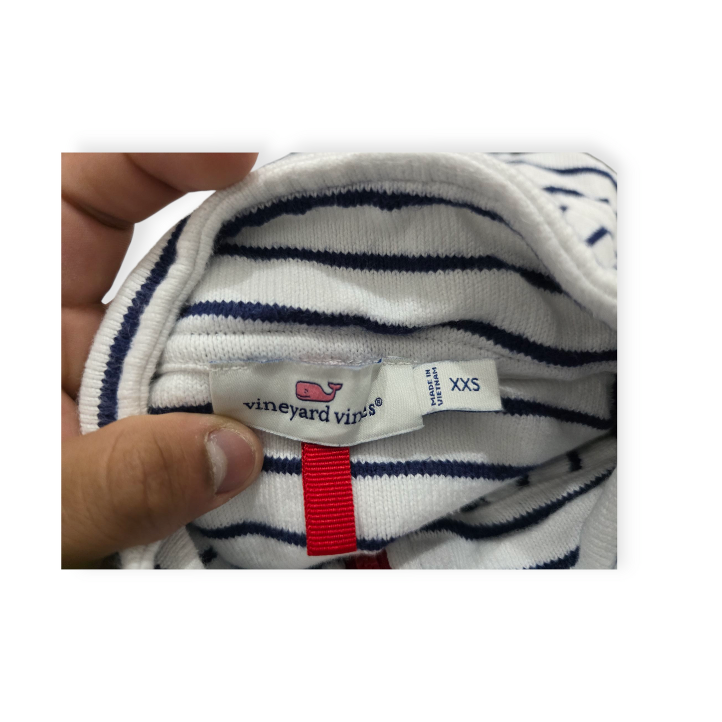Sudadera Mujer Vineyard Vines Talla Xxs Rayada Blanca C/azul