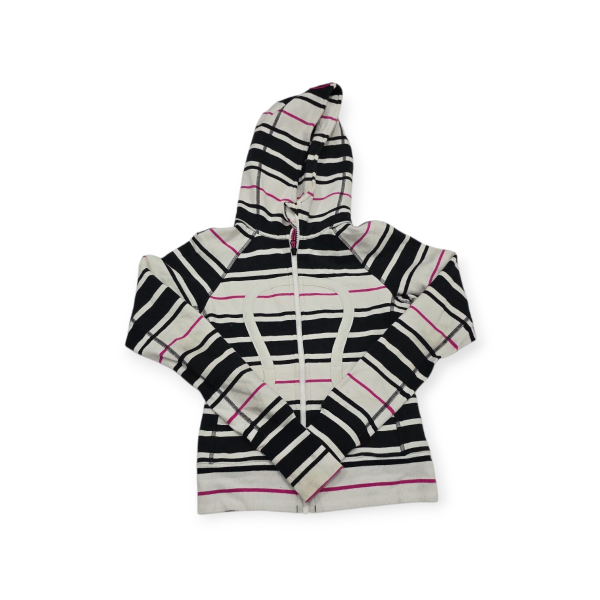 Sudadera Mujer Lululemon Blanca Con Lineas Negras Talla 2