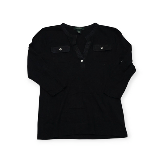 Playera Mujer Ralph Lauren Chico S Negro C/botones Plateados