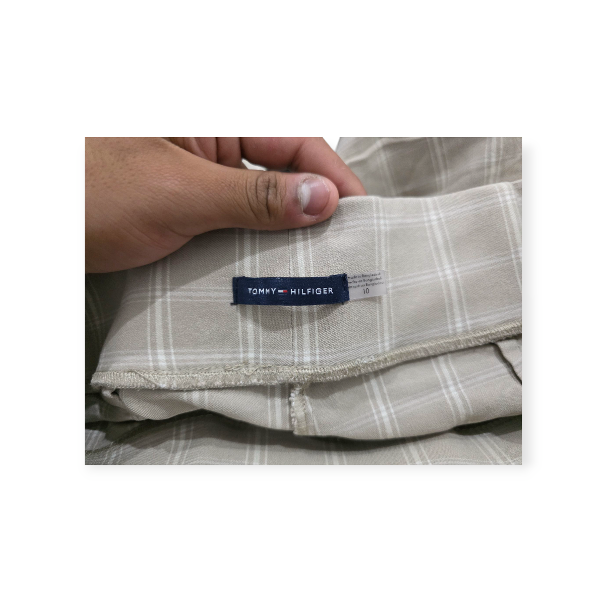 Short Tommy Hilfiger Talla 10 Color Cafe Claro Con Cuadros