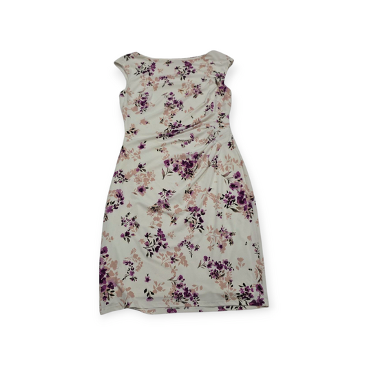 Vestido Ralph Lauren Talla 12 Color Perla Con Flores Violeta