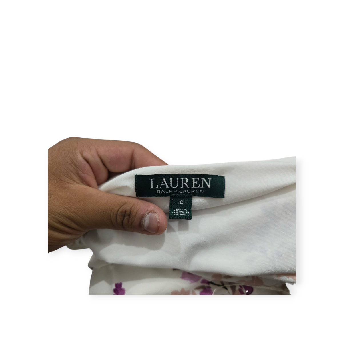 Vestido Ralph Lauren Talla 12 Color Perla Con Flores Violeta