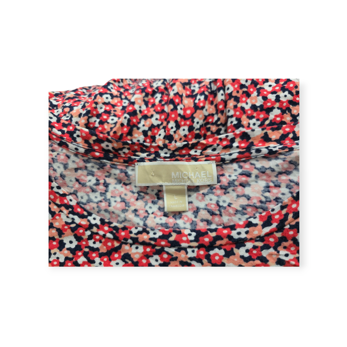 Blusa Michael Kors Grande L Con Flores Pequeñas Manga Corta