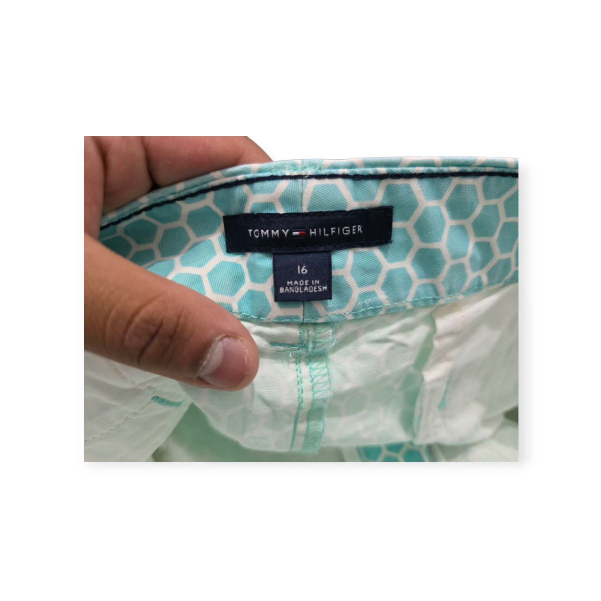 Short Tommy Hilfiger Talla 16 Color Menta Con Blanco