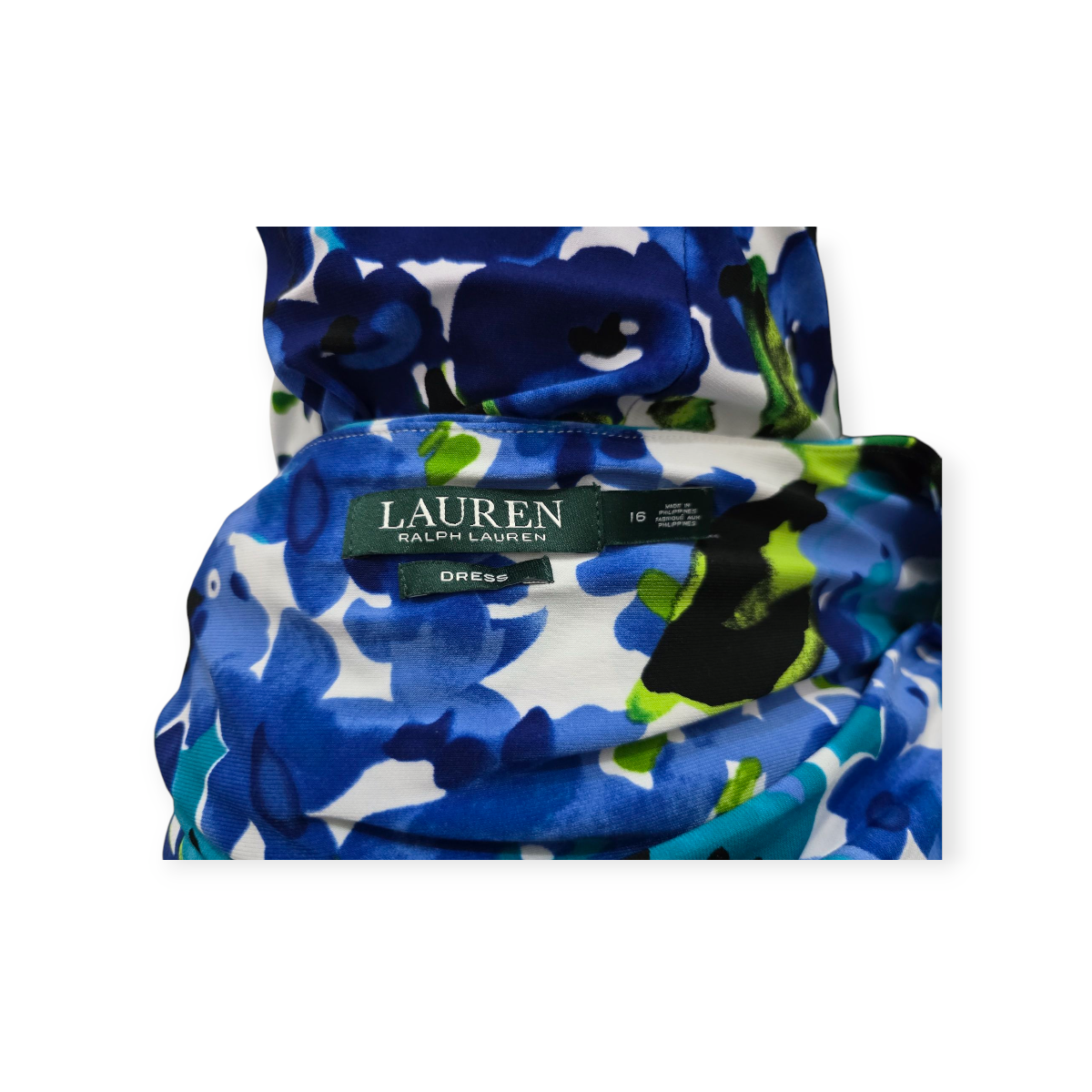 Vestido Ralph Lauren Talla 16 Azul Con Verde Flores