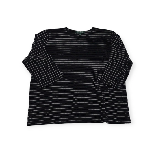 Playera Ralph Lauren Talla 2x Gris Con Lineas Manga 3/4