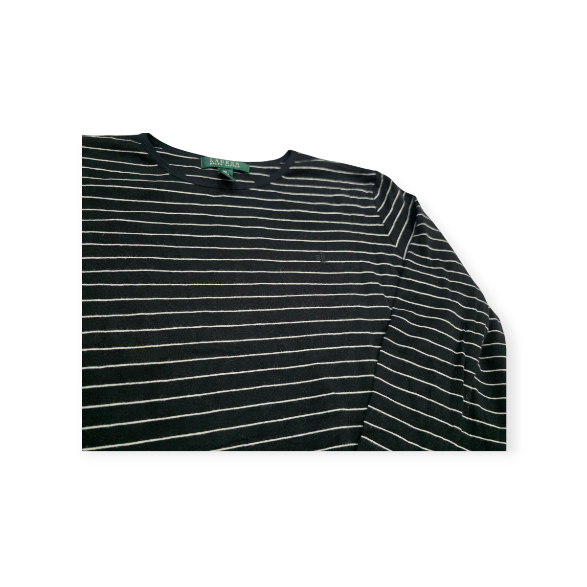Playera Ralph Lauren Talla 2x Gris Con Lineas Manga 3/4
