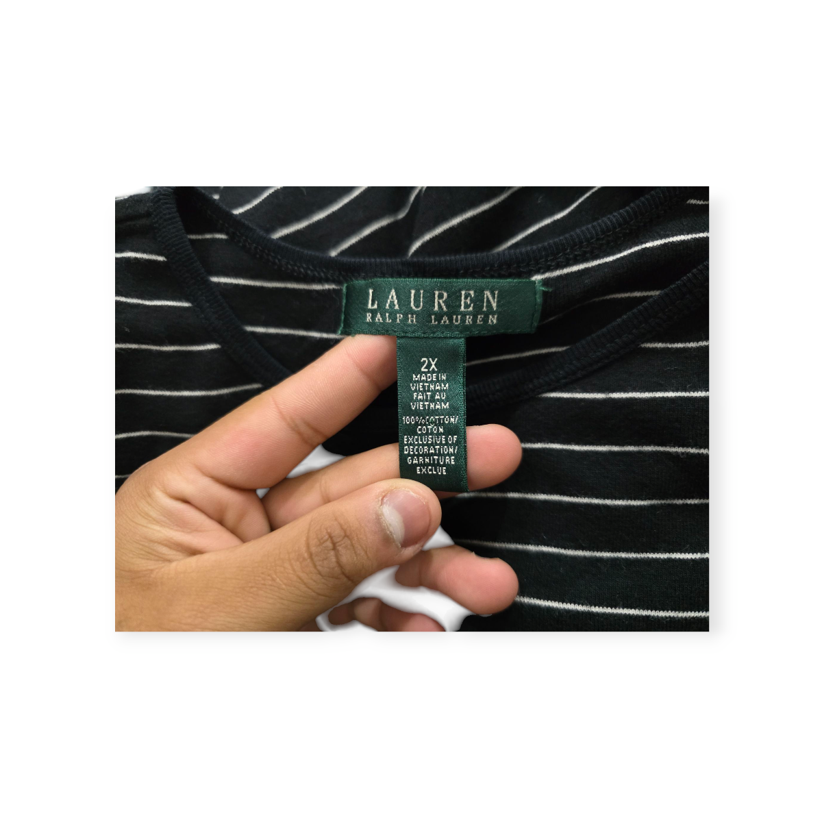Playera Ralph Lauren Talla 2x Gris Con Lineas Manga 3/4