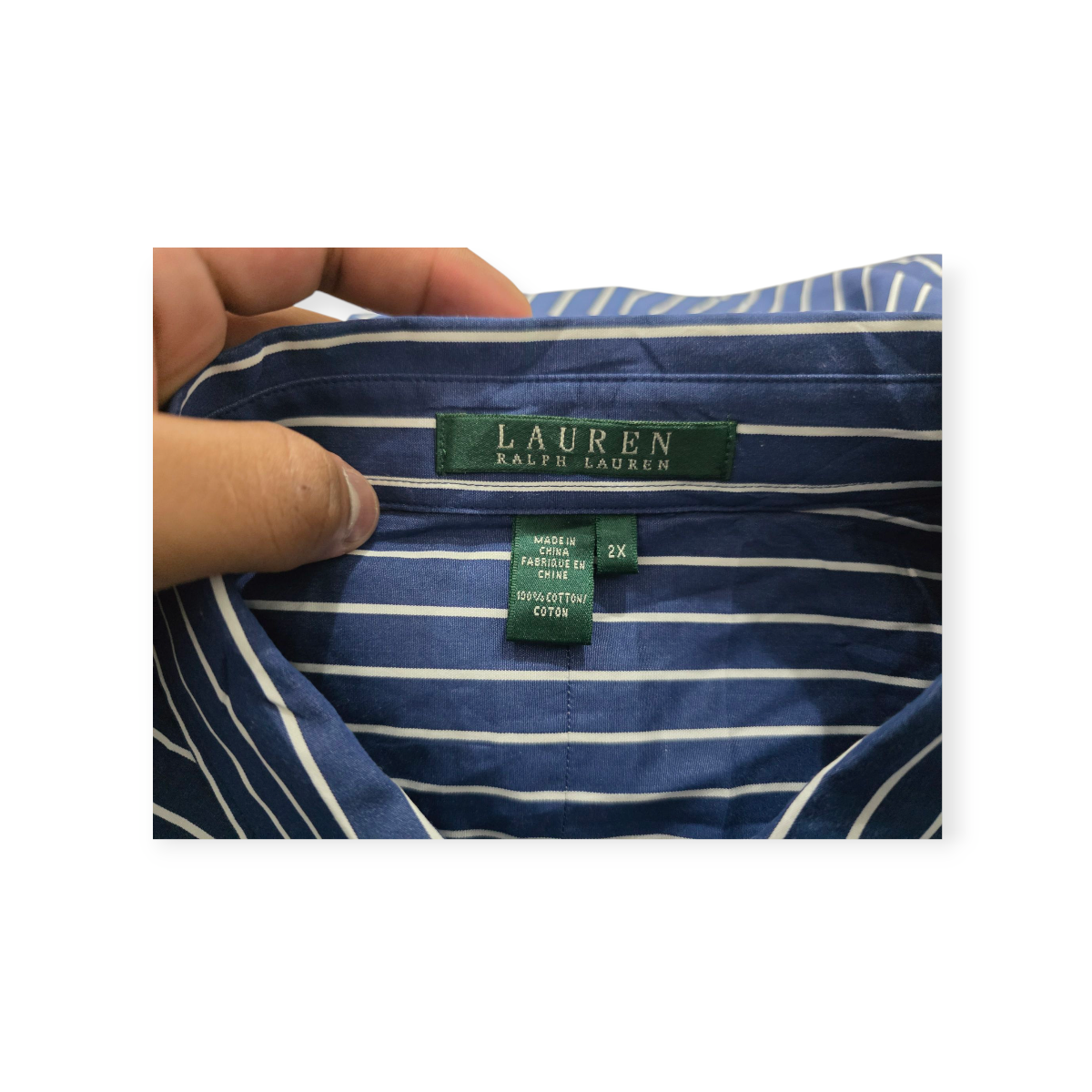 Camisa Ralph Lauren Talla 2x Azul Rayada