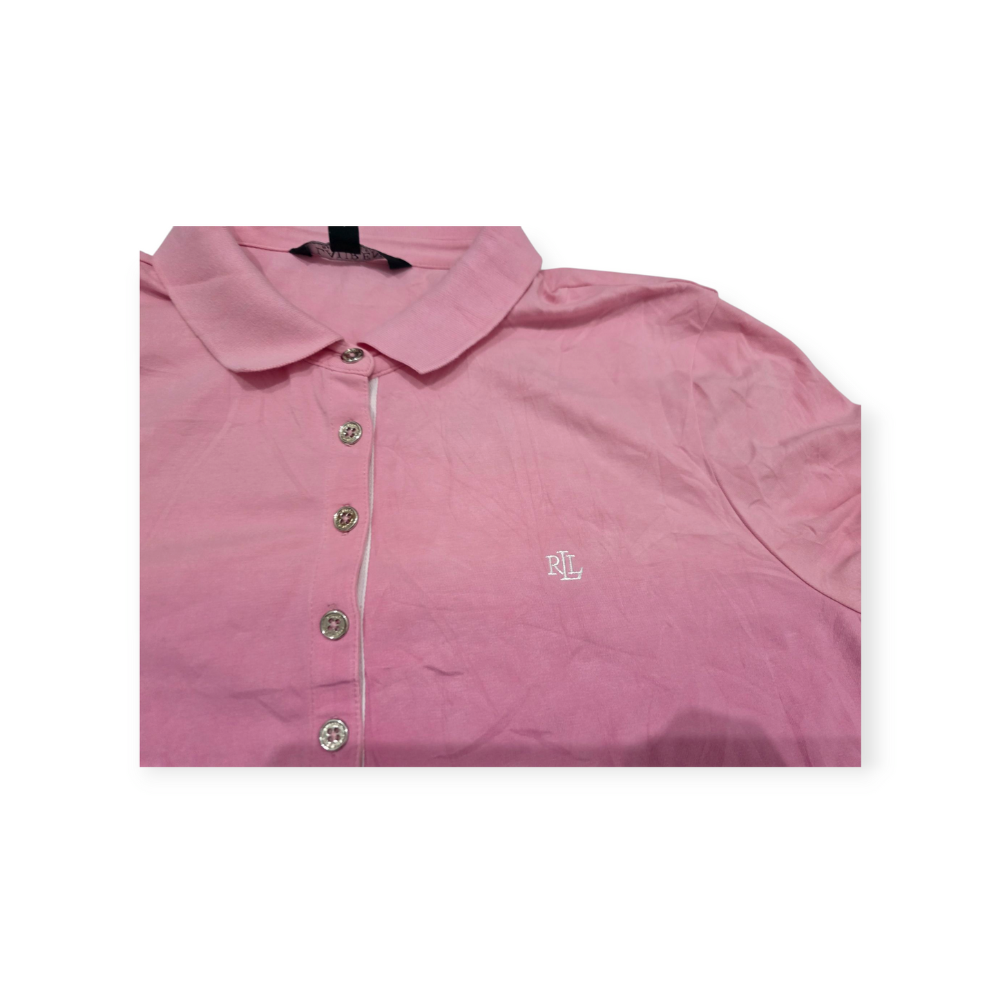 Vestido Ralph Lauren Xgrande Xl Rosa Degradado Manga Corta